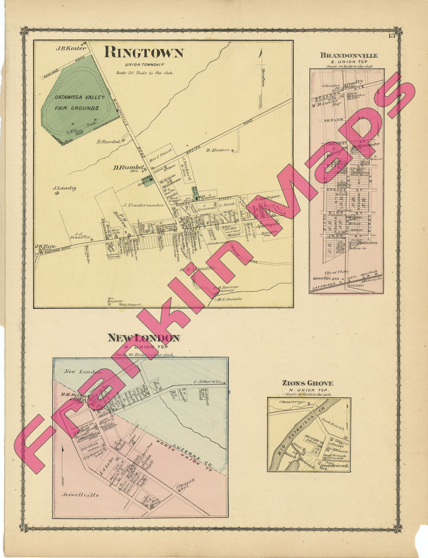 Andy's Antique Maps -1875 Schuylkill County