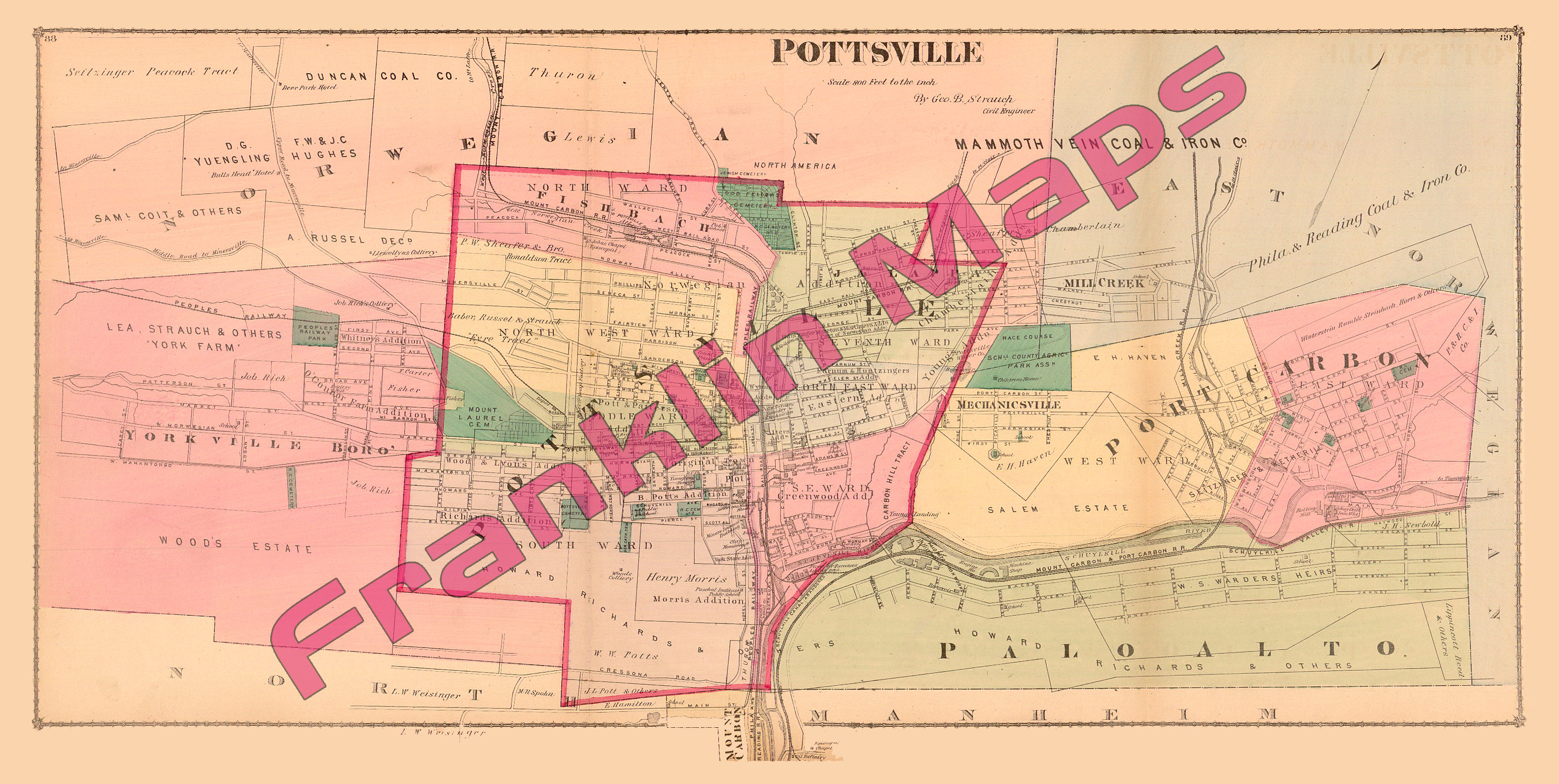 Andy's Antique Maps -1875 Schuylkill County